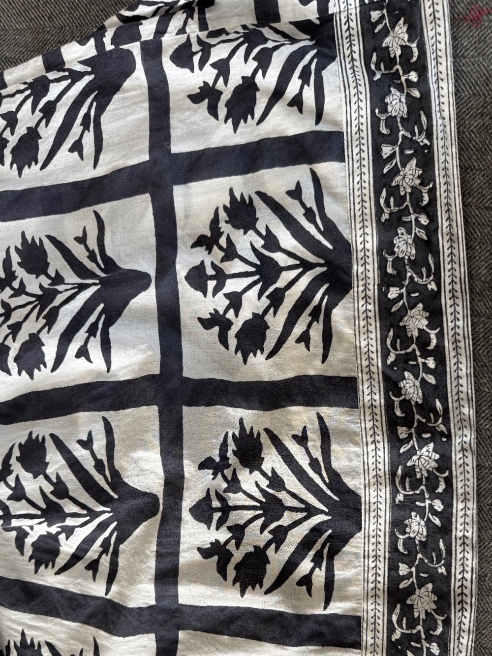 SZ BLOCKPRINTS, HAND BLOCKED/PRINTED, JAIPUR DRESS IN NAVY PALLADIO GRID - Picture 16 of 16